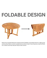 Malaysian Hardwood Gateleg Round Patio Table with Teak Oil Finish - 47.25" Diameter x 29" H