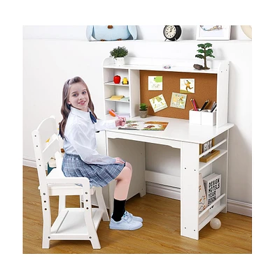 gaomon Wooden Study Desk and Chair Set for Kids,White Learning Table