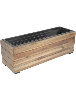 Indoor/Outdoor Rectangle Acacia Wood Planter Box with Plastic Liner - 24.25"