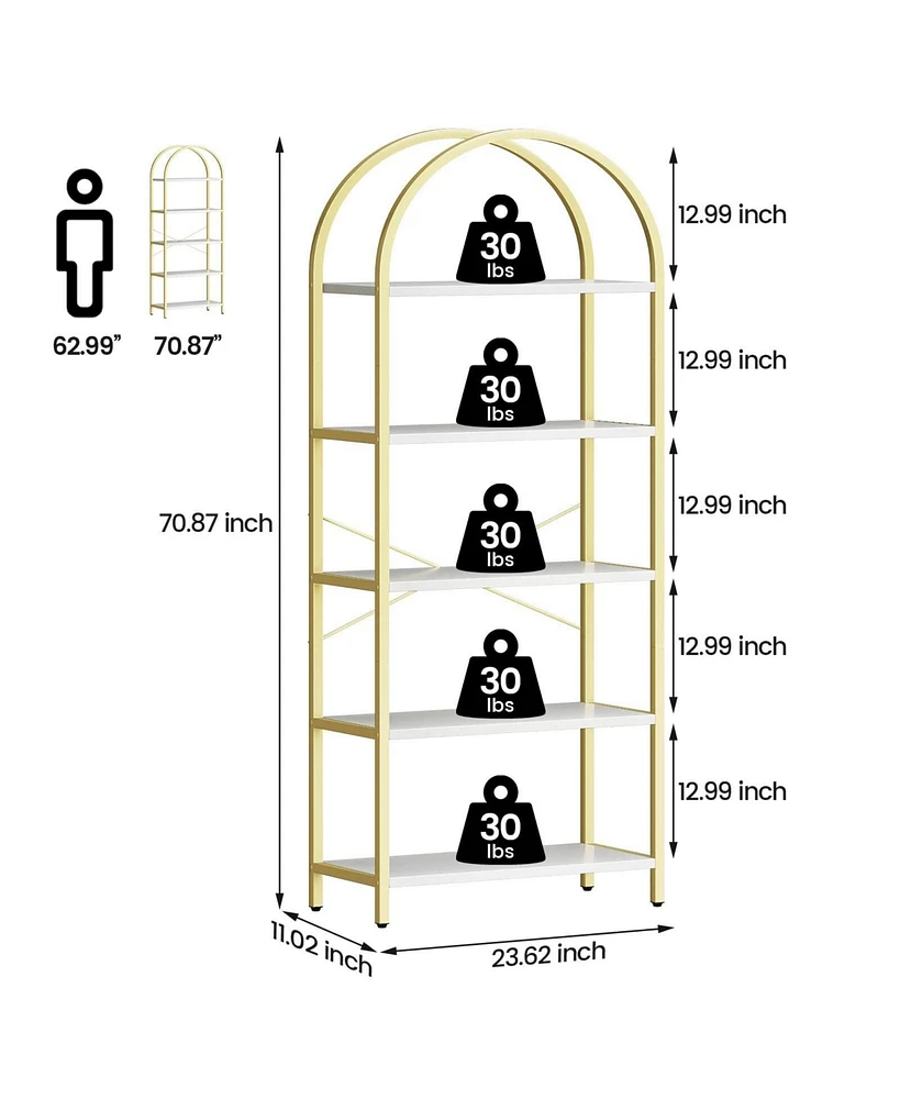 gaomon Bookshelf Tall Bookcase Arched Standing Bookshelves