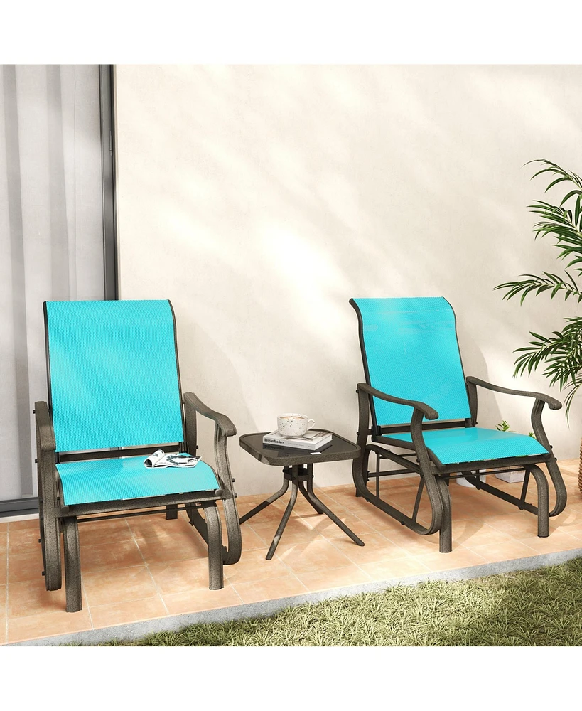 Outsunny 3-Piece Outdoor Gliders Set with Steel Frame, Table