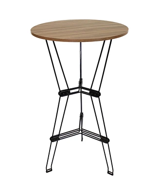 Indoor Modern Furniture Steel Wire Bar Table with Faux Woodgrain Tabletop - Brown