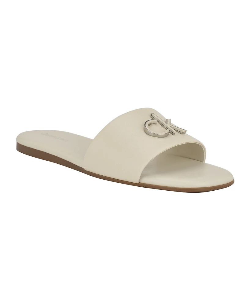 Calvin Klein Women's Yancie Logo Flat Slide Sandals