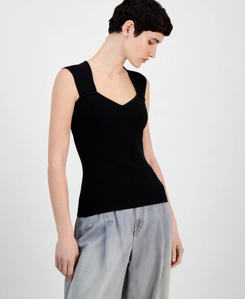 Boss Orange Women's Sweetheart-Neck Ribbed-Knit Top