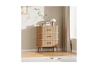 6 Drawer Dresser, Horizontal Chests of Double Drawers for Bedroom, Mid Century Dresser with Black Handles and Wooden Legs, Storage Drawer Organizer fo