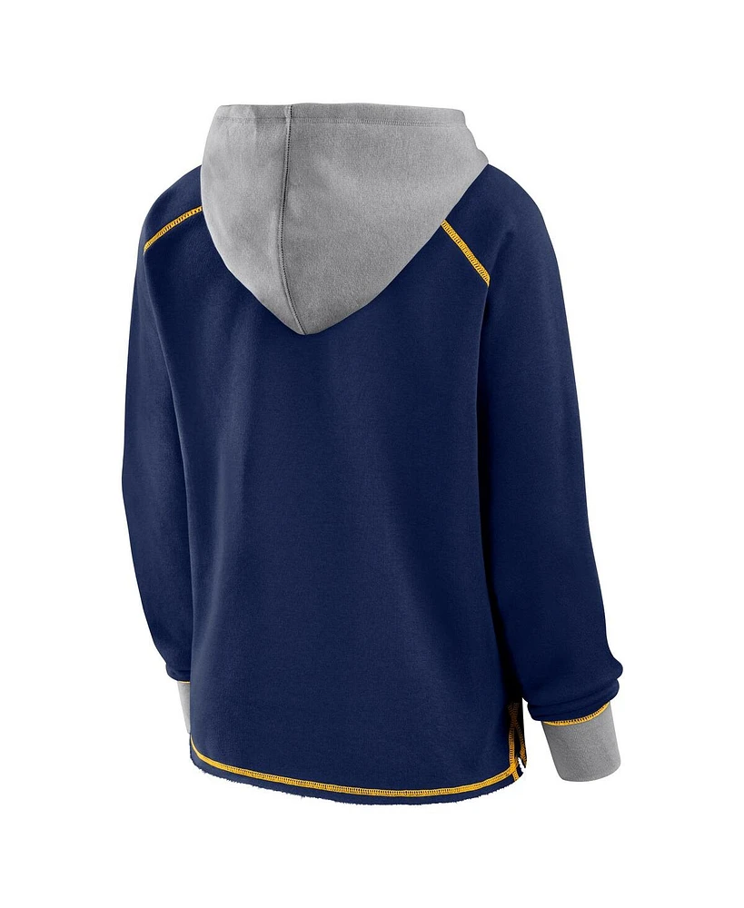 Fanatics Women's Navy Milwaukee Brewers Boom Fleece Pullover V-Neck Hoodie