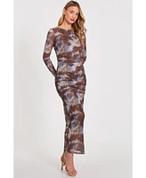 Quiz Women's Mesh Long Sleeve Maxi Dress