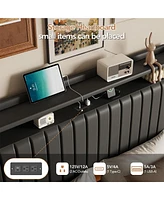 gaomon Full Size Floating Bed Frame with Rgb Led Lights & Charging Station