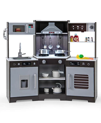 Pretend Play Kitchen for Kids Toddler Aged 3+ Wooden Toy Set with Range Hood