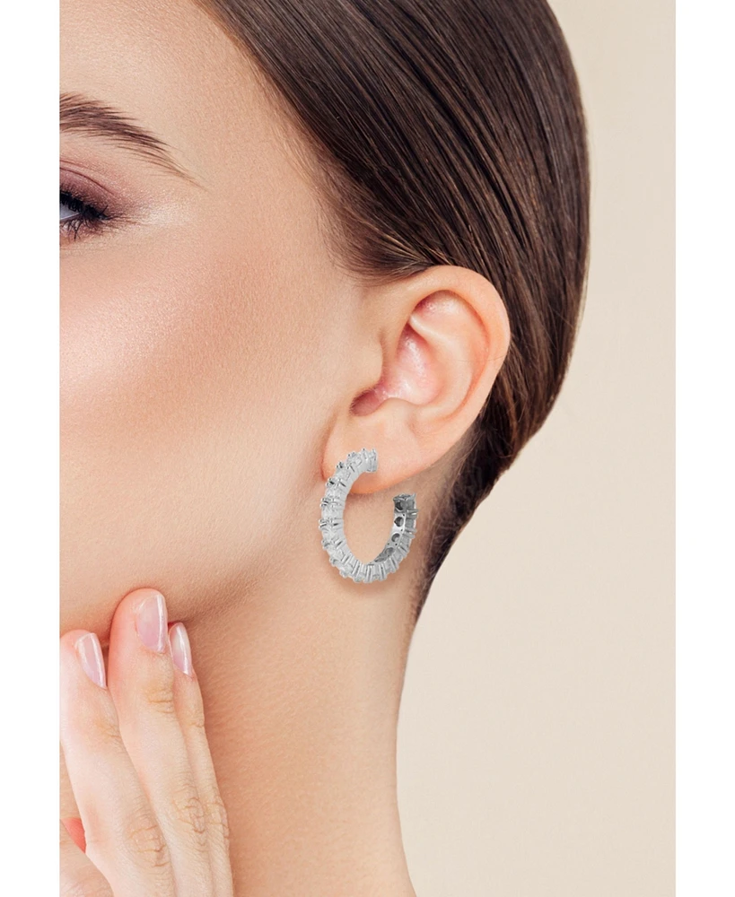 Rachel Zoe Gold Plated Crystal Round Hoop Earrings