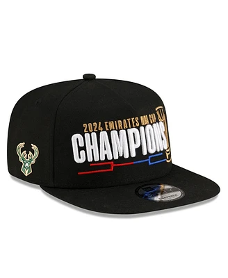 New Era Men's Black Milwaukee Bucks 2024 Nba Cup Champions Locker Room 9FIFTY Snapback Adjustable Hat