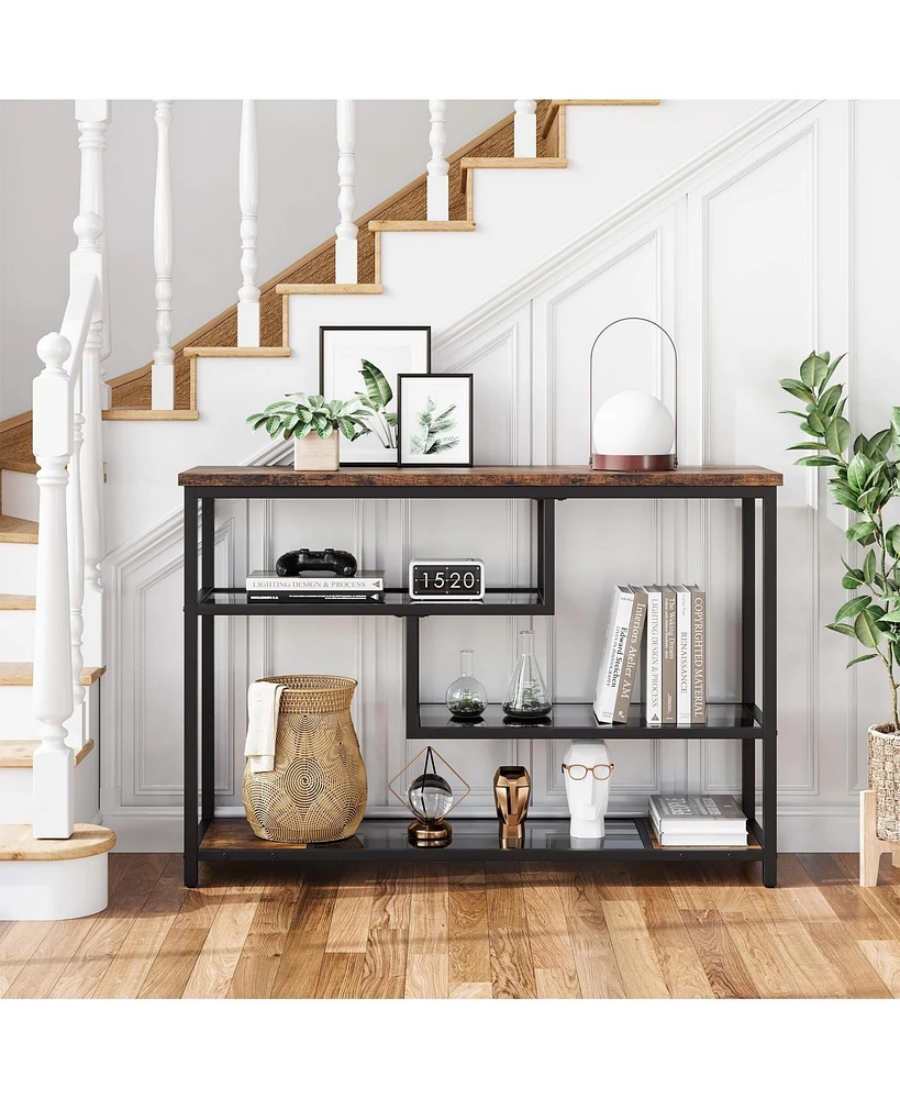 gaomon 39.4'' Narrow Sofa Table with 4 Tiers Storage Shelf Entryway Table Wood Console Table Thin Sofa Table Side Table Hallway Table for Living Room,