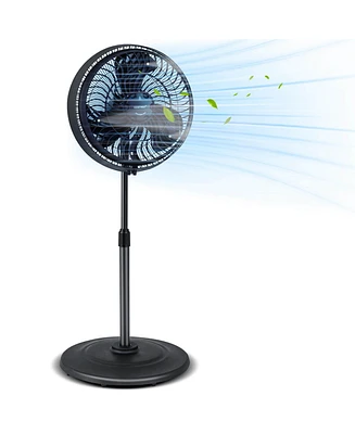 16" Oscillating Fan Misting Pedestal Fan with Hose Connector 3 Micro-Mist Levels