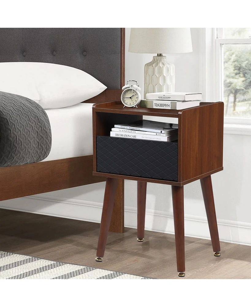 gaomon Mid Century Modern End Table with Charging Station, Nightstand with Usb Ports, Side Table for Living Room