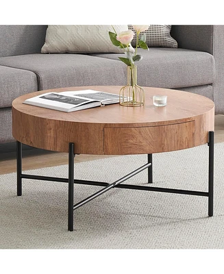 Coffee Table with Drawers Round Center Table