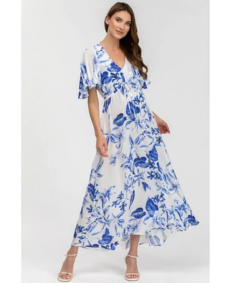 Pietro Brunelli Maternity Maternity Flared Sleeve Maxi V-Neck Valentina Dress