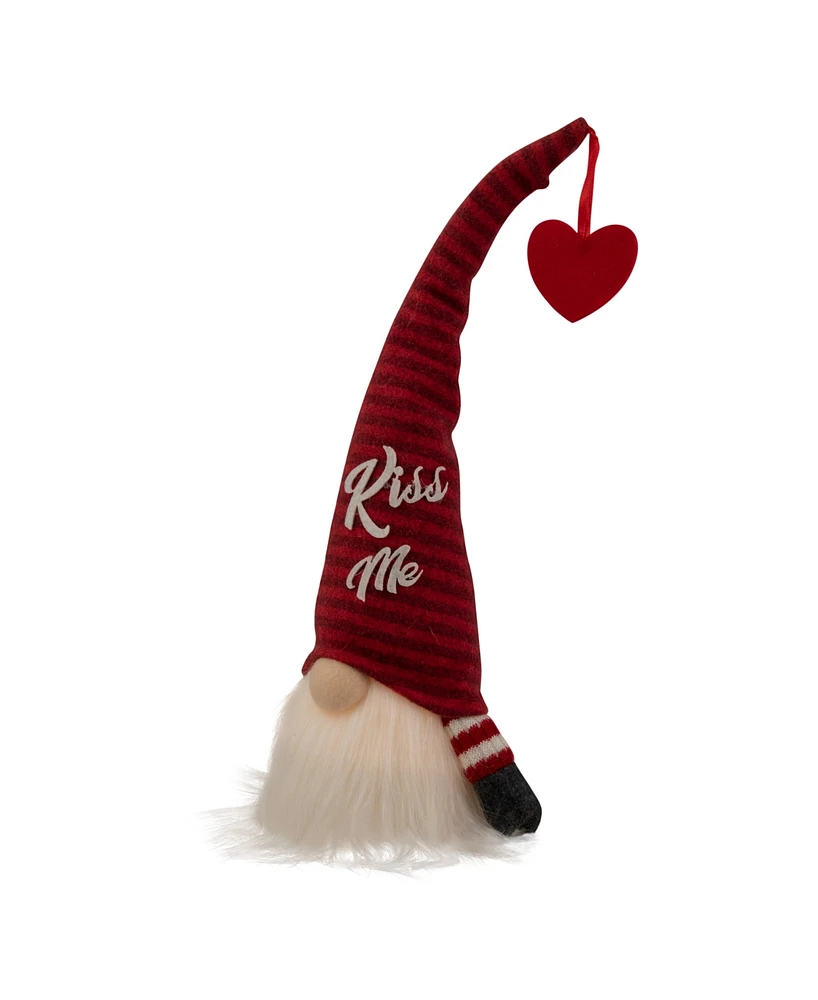 Northlight 14" Lighted Striped 'Kiss Me' Hat Valentine's Day Gnome