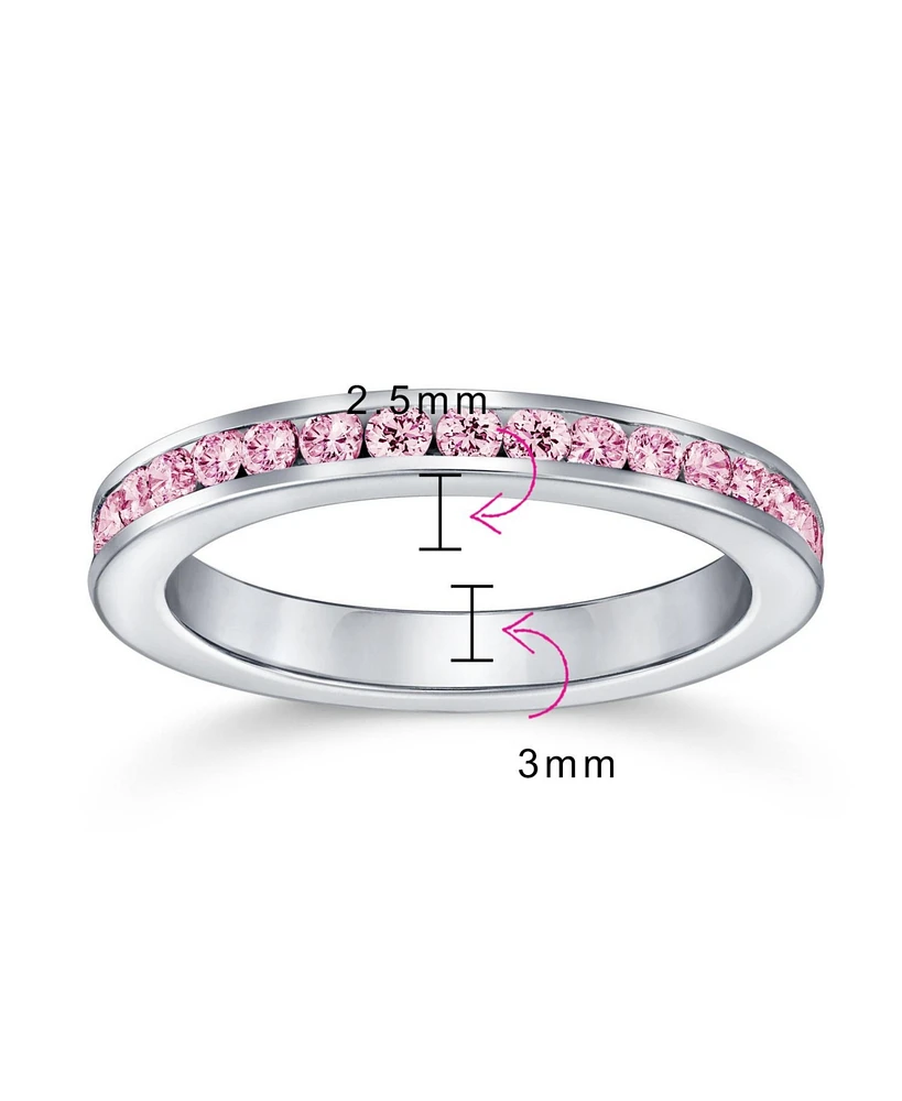 Bling Jewelry Alternating Two Tone Cubic Zirconia Stackable Cz Eternity Cocktail Statement Ring .925 Sterling Silver