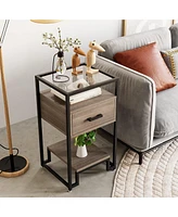 Nightstand Set of 2, Bed Side Table with Drawer, End Table for Bedroom, Living Room and Dorm, Easy Assembly