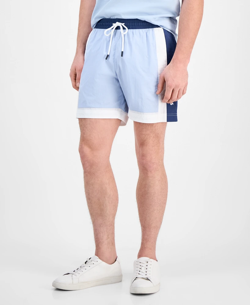 Boss by Hugo Men's Colorblocked Drawstring 5" Swim Shorts