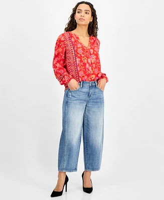 Liverpool Los Angeles Petite Mid-Rise Barrel-Leg Jeans