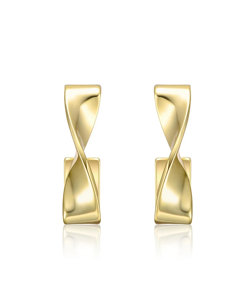 Semi-Hoop Earrings White Gold Plated or 14K