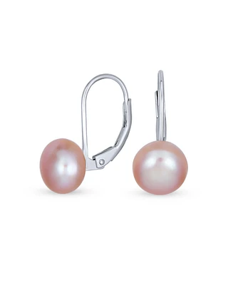 Bling Jewelry Simple Iridescent Peacock Freshwater Cultured Pearl Round Drop Ball Earrings Sterling Silver