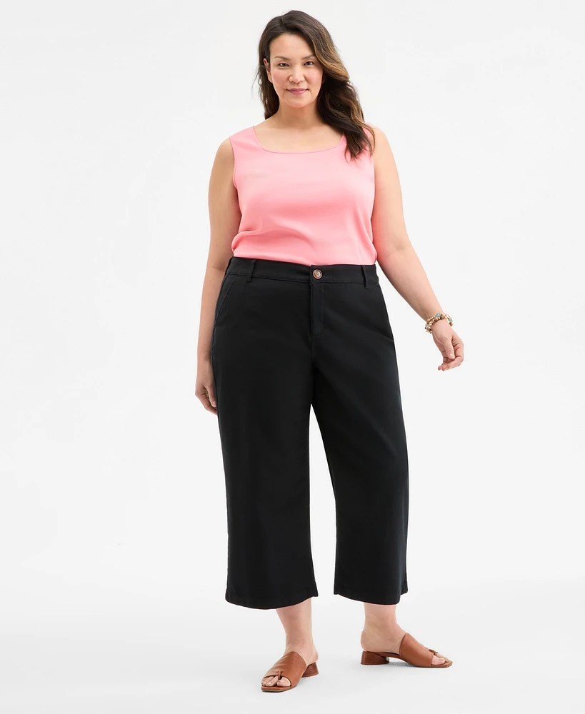 Style & Co Plus Wide-Leg Cropped Pants, Exclusively at Macy's