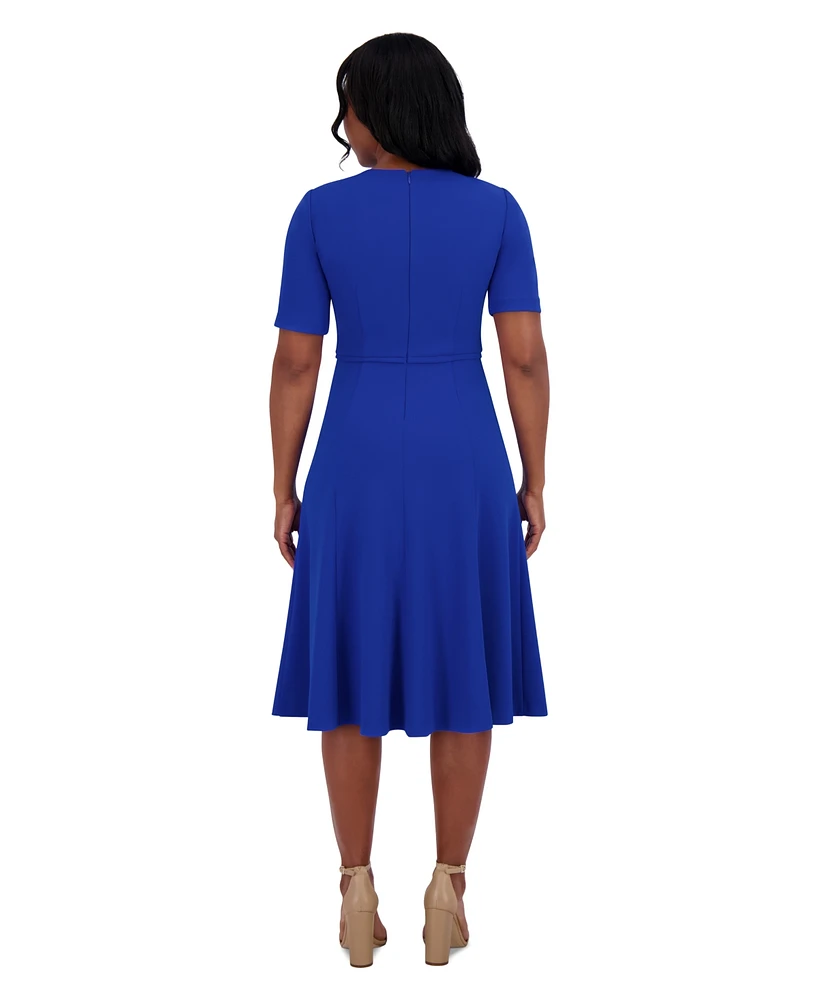 Jessica Howard Women's Bow-Trim Fit & Flare Dress