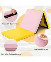 6 x 2 Ft Tri-Fold Gym Mat with Handles and Removable Zippered Cover