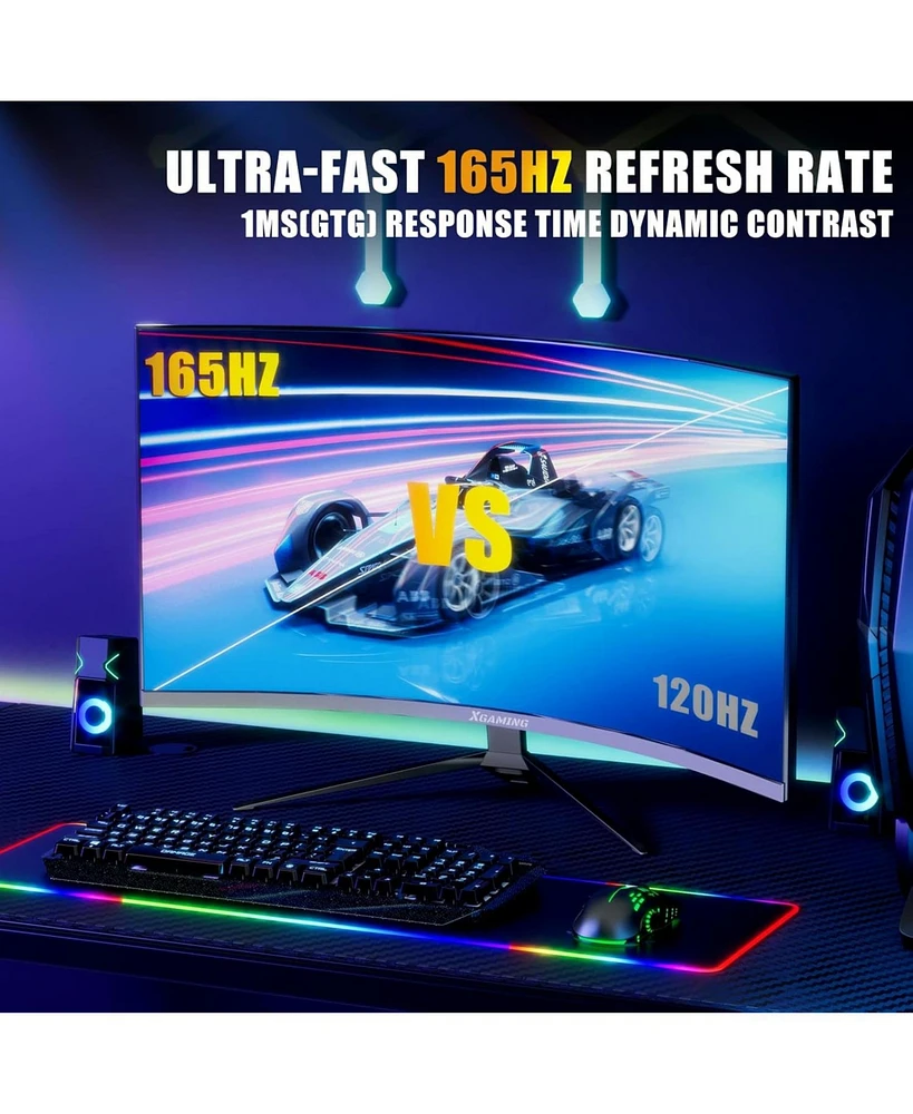 memzuoix 27 Inch Curved Ips Monitor, Full Hd 1080P, 100Hz, Frameless Design, Eye Care, Hdmi & Vga Ports, Vesa 100x100mm, Es-27X3AL, Hdmi Cable Include