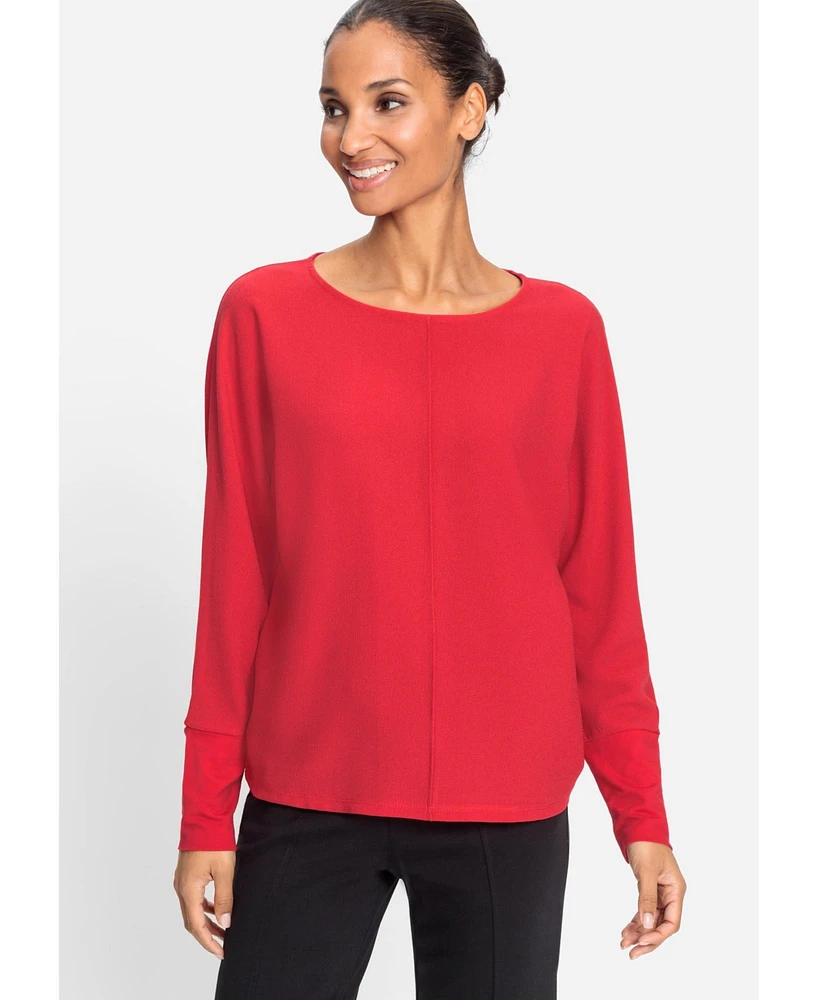 Olsen Women's Long Sleeve Mixed Media T-Shirt