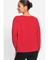Olsen Women's Long Sleeve Mixed Media T-Shirt