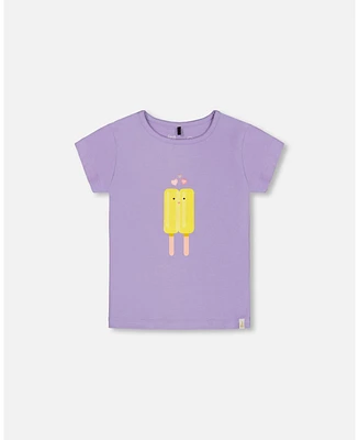 Deux par Deux Toddler Girls Organic Cotton Tee Mauve And Yellow Lollipop - Toddler|Child