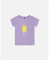 Deux par Deux Toddler Girls Organic Cotton Tee Mauve And Yellow Lollipop - Toddler|Child