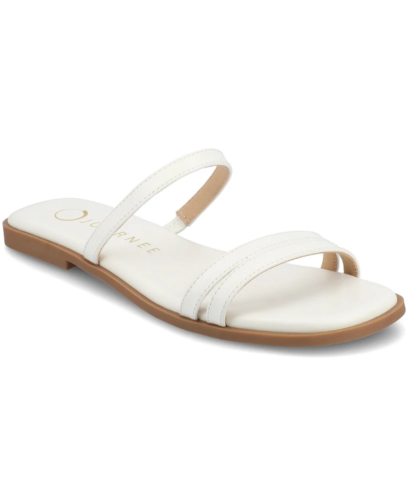 Journee Collection Women's Brisa Multi Strap Slip On Flat Sandals
