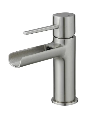 Waterfall Single Hole Single-Handle Low-Arc Bathroom Faucet With Pop-up Drain Assembly Oil Rubbed Bronze