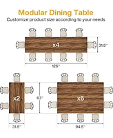 Tribesigns Square Dining Table Set of 4, 31.5" Industrial Dinner Table with Metal Base, Wood Kitchen Table for 10 People, Brown Bar Table for Res