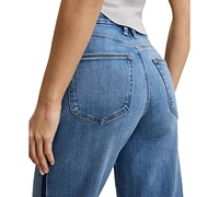 Good American Women's Soft-Tech Good Waist Palazzo Cropped Jeans