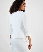 Kasper Women's Collarless Open-Front Cuffed Jacket