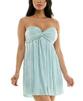 Katia Rae Juniors' Foil-Knit Twist-Front Lace-Up-Back Dress