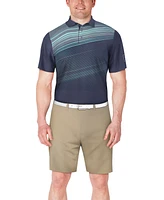 Pga Tour Men's Stripe Print Short Sleeve Golf Polo Shirt