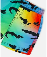 Deux par Deux Boys Printed Boardshorts Multicolored Crocodile