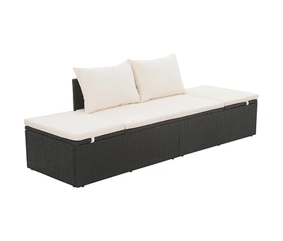 Patio Bed Gray 76.8"x23.6" Poly Rattan