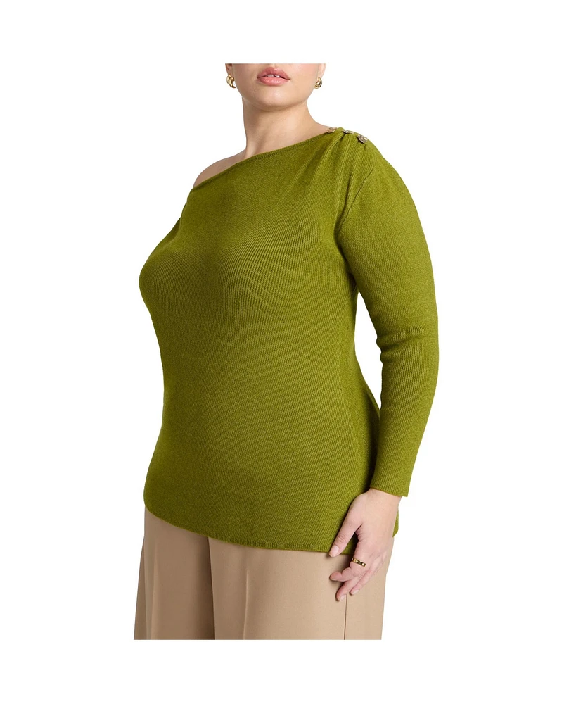 Eloquii Women's Asym Sweater With Hardware Detail