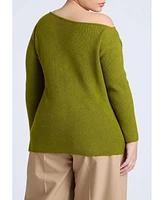 Eloquii Women's Asym Sweater With Hardware Detail