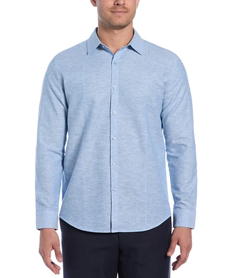 Cubavera Men's Classic-Fit Tucked Panel Linen-Blend Button-Down Shirt
