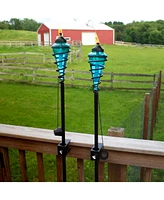 Outdoor Adjustable Height Glass and Metal Swirl Patio and Lawn Torch Set