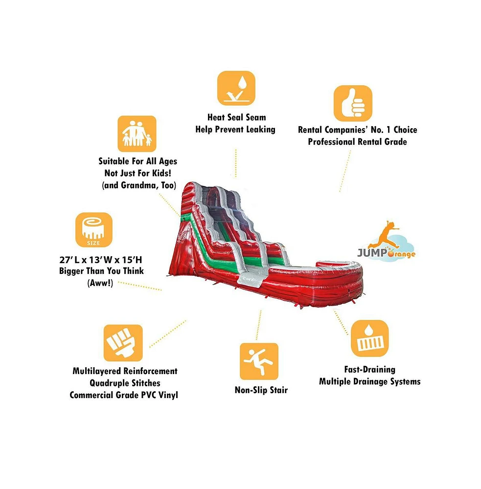 JumpOrange Commercial Grade Water Slide with Splash Pool (with Blower)