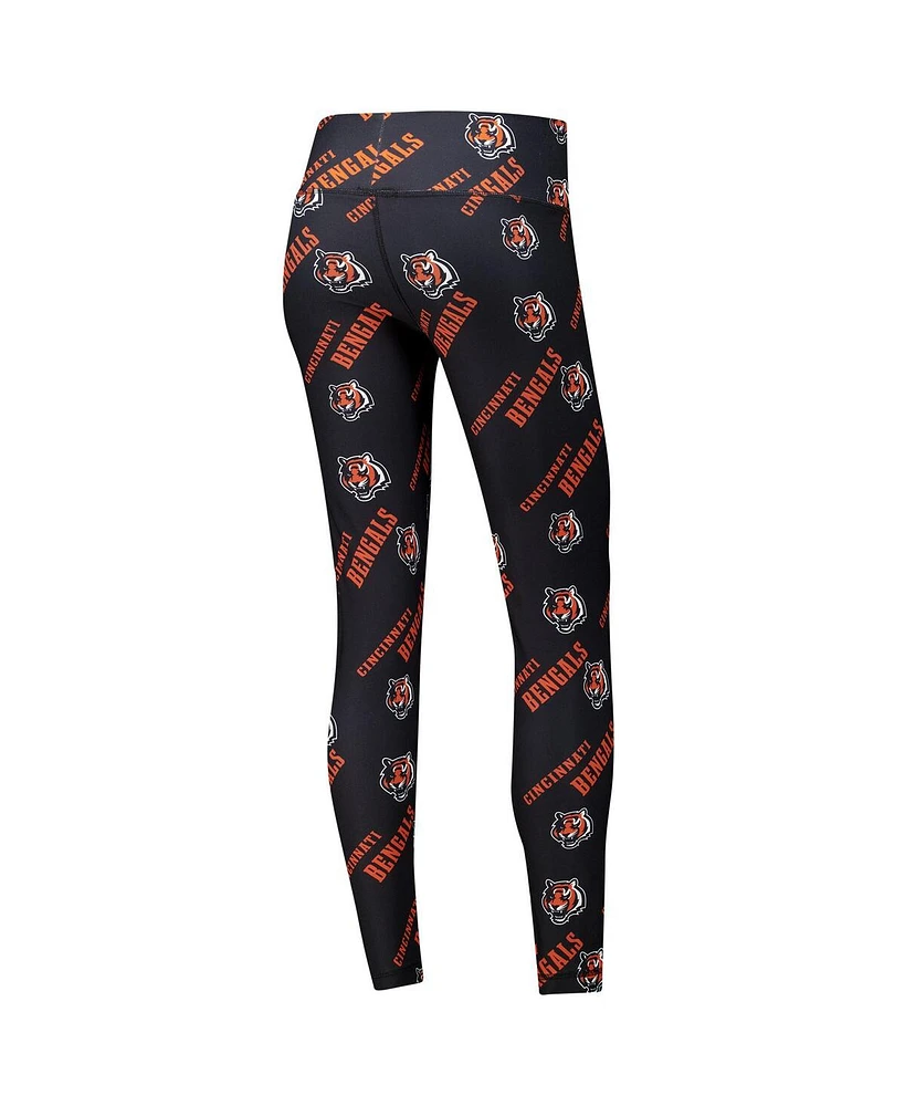 Concepts Sport Women's Black Cincinnati Bengals Breakthrough Allover Print Knit Sleep Leggings
